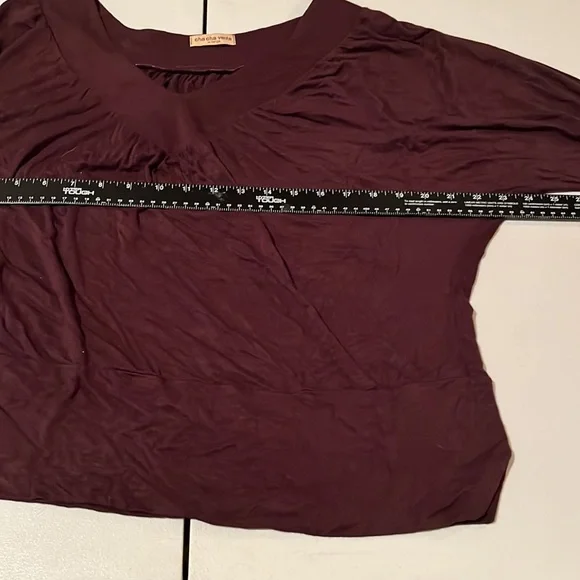Cha Cha Vente X- Large brown 3/4 sleeve cotton blend stretch top - Picture 6 of 12